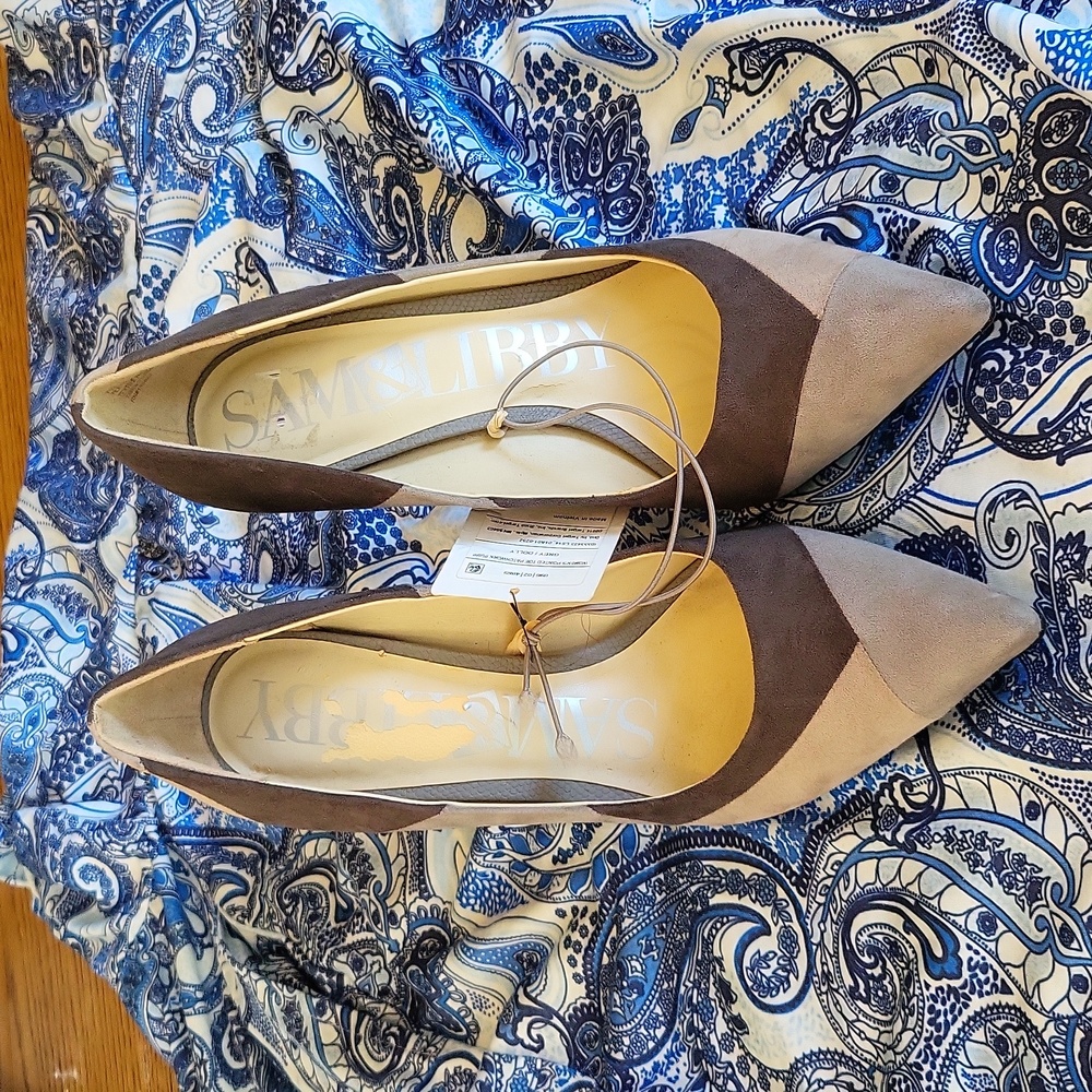 Sam & Libby Faux suede patchwork 5 inch heels
